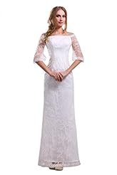 Satin Applique Lace Portrait Neck Elbow Length Sleeves  Dress