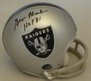 George Blanda Autographed/Hand Signed Oakland Raiders throwback 2 bar mini helmet