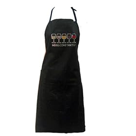 Black Rhinestone Kitchen Apron Wines Constantly