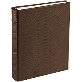 Brown Cayman Python Leather 2-up Clear Pocket 4-ring Album by Graphic Image - 4x6