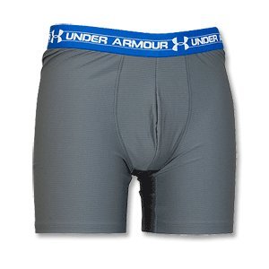 Under Armour Men's UA Mesh 6 BoxerJock Boxer Briefs, Graphite/White, Large