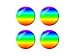 Rainbow - Gay Lesbian - 3D Domed Set of 4 Stickers Badges Wheel Center Cap