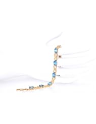 14K Yellow Gold Hearts and Blue Topaz Bracelet