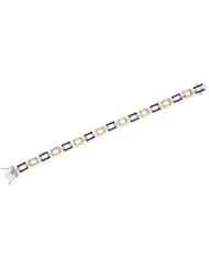 CleverSilvers CZ. Black Clear Diamonds Canary Geometric Silver Bracelet