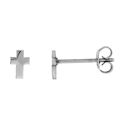 Stainless Steel Very Tiny Cross Stud Earrings 1/4 inch