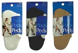 Peds Ladies No Show Socks (Footies) Nylon Mid Cut - 3 Pair