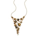 18k Gold over Sterling Silver DiamonUltra&trade; Cubic Zirconia and Tiger's-Eye Bib Necklace