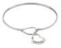 Sterling Silver "Family" Open Heart Charm Catch Bangle Bracelet