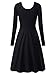 MSBASIC Women Simple Designed Long Sleeve Round Neck Casual Flared Midi Dress Large Black