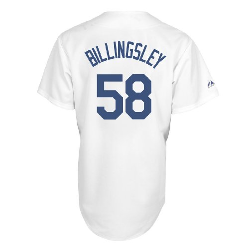 MLB Men's Los Angeles Dodgers Chad Billingsley White Home Short Sleeve 6 Button Synthetic Replica Baseball Jersey Spring 2012  (White, X-Large)
