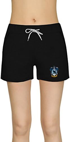 HuaTu Women's Harry Potter Ravenclaw Logo Casual Cotton Shorts Gym Shorts Black