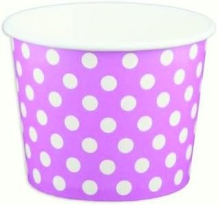Lavender - Light Purple Polka Dot Ice Cream Cups 12 oz - 50 count