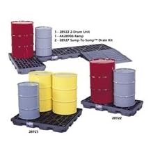 Justrite 28687 EcoPolyBlend Accumulation Centers Black Ramp for 2 Drum and Larger, 1000 lbs Capacity, 48" Width, 6.25" Height, 33" Depth