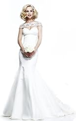 Mermaid Chiffon/Taffeta/Tulle Crystal Beaded Lace Applique Crystals Wedding Dress 
