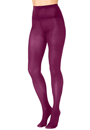 Comfort Choice Women's Plus Size 2 Pack Opaque Footed Tights