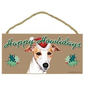  Happy Howlidays inch Wooden Sign - Whippet