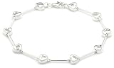 Image of Silver Ladies B1481-CZ Hearts with Clear Cubic Zirconia Bracelet 6.5