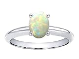0.55 cts Genuine Opal Solitaire Engagement Ring - 14kt White or Yellow Gold
