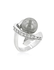Silver Tone Knotted Simulated Pearl Ring