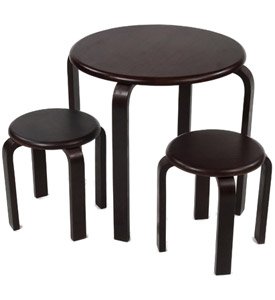 Lipper International 552E Child’s Table and 2 Stools Set, Espresso