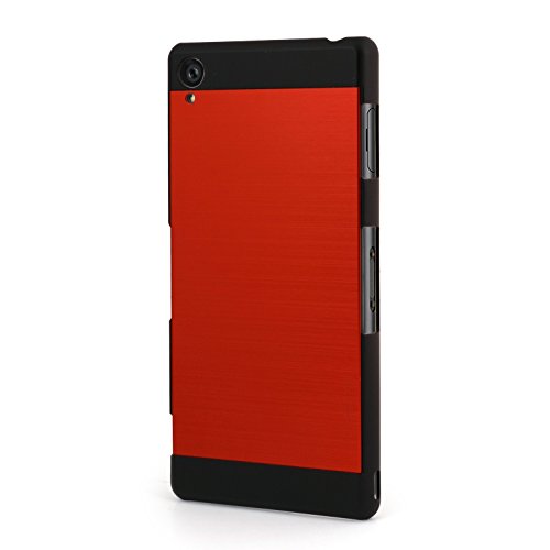 Xperia Z3 Case, MOTOMO SONY Xperia Z3 Case Aluminum [Brushed Aluminum] Metal Cover Protective Case for Xperia Z3 - Retail Packaging (Red)