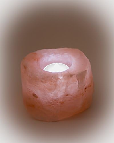 Himalayan Crystal Salt Rock Candle Holder with LED Tea Light (White)