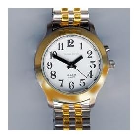 Man's Two Tone Talking Watch with White Face 1 Button, Leather Band