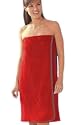 Ladies Towelling Sarong / Bath Towel Wrap, RED Colour with patterned edge, 100% Cotton, velcro fastening