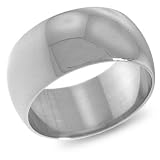 10K White Gold, Half Round Wedding Band 10MM (sz 4-15.5)