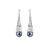 Chinese Fresh Water Pearl 1/4 ct. Diamond Drop Earrings in 18K White Gold