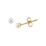 14K Yellow Gold 3.5 MM Fresh Water Cultured Pearl Children's Earrings