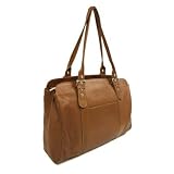 Piel Ladies Buckle Laptop Tote - Saddle