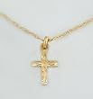 14K Yellow Gold Baby's Engraved Cross with 16 Rope Chain