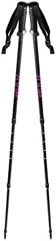 Zone Training Anti-Shock Adjustable Trekking Poles | Great for Use in The Mountains, On Trails, in The Snow, Urban Hiking and Anything Else. (Black with Pink Logo)