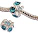 Silver Charm bead - jeweled with CZ crystals - fits pandora & troll bracelets - hand polished and ha