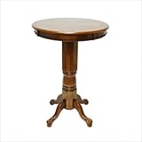 Pedestal Pub Table with Sunburst Veneer Top in Walnut Finish