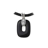 Sterling Silver Onyx Pendant with Black Woven Leather Cord -16