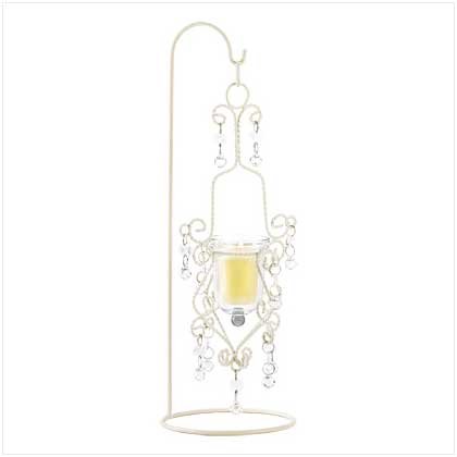Vintage Crystal Drop Candle Holder Hanging With Stand