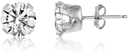 Crystalbella Fashion 2Ct White Topaz Silver Stud Earrings - 6Mm Round