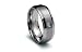 Stainless Steel Ring Satin Flat Center with CZ High Polish Beveled Edge Band