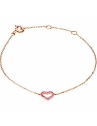 14K Rose Gold Pink Sapphire Heart Bracelet -- LIFETIME WARRANTY