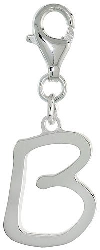 Sterling Silver Alphabet Letter Initial B Charm for Bracelet, Anklet or Necklace