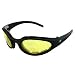 Birdz Eyewear The Raven - Anti-Fog Yellow Lenses Motorcycle Glasses Sunglasses That Are Padded Crry Bag Included