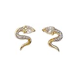 18K Gold Plated Clear Cubic Zirconia Snake Stud Earrings