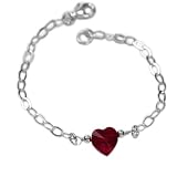 Crystal Childrens Heart Bracelet Made with SWAROVSKI ELEMENTS Siam Red Crystal Sterling Silver Adjustable