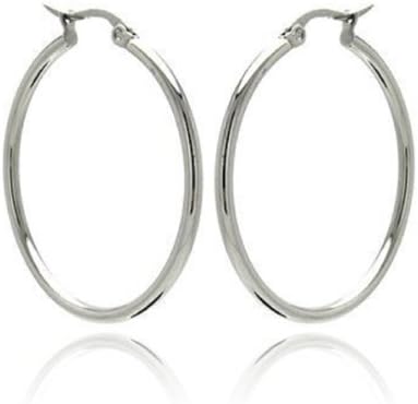 Stainless Steel Women's Circle Polished Hoop Earrings, Measurement:20mm