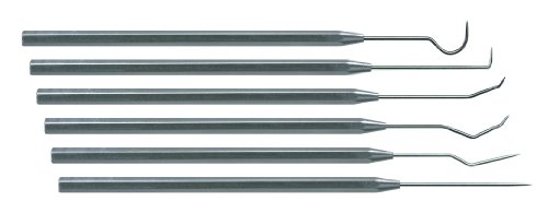 Moody 55-0292 6-Piece Stainless Steel Precision Probe Set, 25mil | Straight, Single Bend, Double Bend Short, Double Bend Long, Triple Bend, and Hook Tips