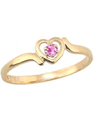 14K Gold 3 1/2 Childrens Genuine October Birthstone Ring - Tourmaline