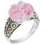 Size 11 - 5.00 Ct Oval Pink Two Tone Designer Inspired Solitaire Cubic Zirconia Cz Cocktail Band Ring Size 11 - 5.00 Ct Oval Pink Two Tone Designer Inspired Solitaire Cubic Zirconia Cz Cocktail Band Ring