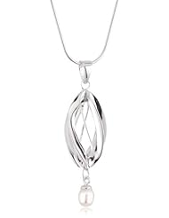 VINANI brand Germany 925 Sterling Silver Women Pendant Spiral with Pearl & Snake Chain Necklace ASO-S
